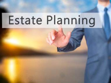 Emlak Planlama - dokunmatik scre işadamı el basarak düğmesini