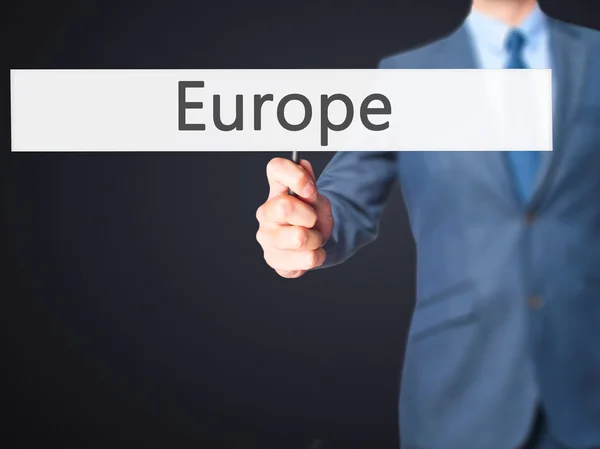 Europa - affärsman hand med skylt — Stockfoto
