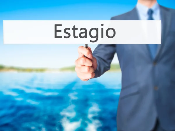 Estagio (Prácticas en Portugués) - Empresario de la mano — Foto de Stock