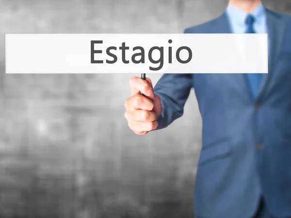 Estagio (Prácticas en Portugués) - Empresario de la mano — Foto de Stock