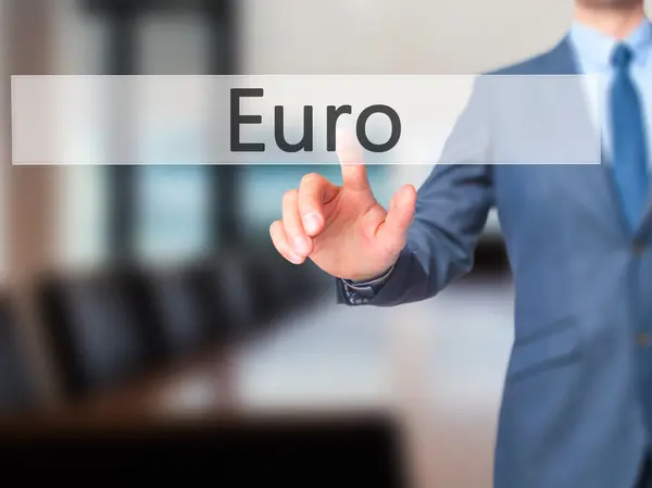 Euro - Businessman hand pressing button on touch screen interfac — Stock Photo, Image