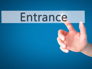 Giriş - arka plan bulanık kavramı üzerinde bir düğmeye basarak el 