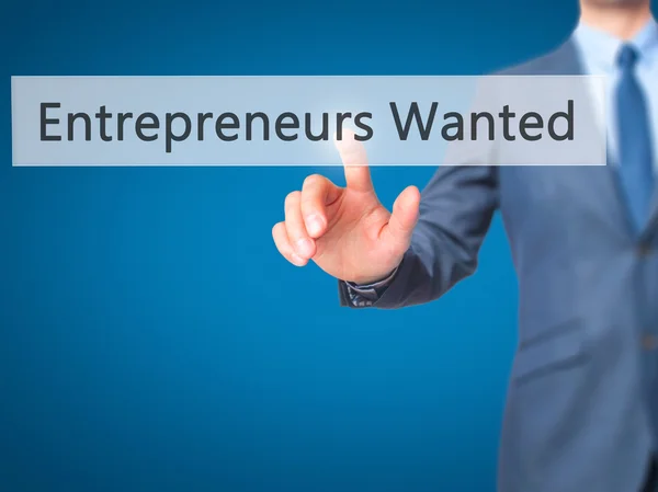 Wanted επιχειρηματίες - επιχειρηματίας χέρι πιέζοντας κουμπί στο touch — Φωτογραφία Αρχείου