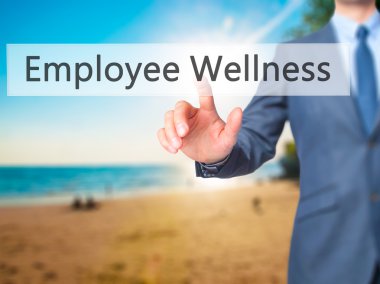 Çalışan sağlık - iş adamı el basarak düğmesi dokunmatik sc doğum