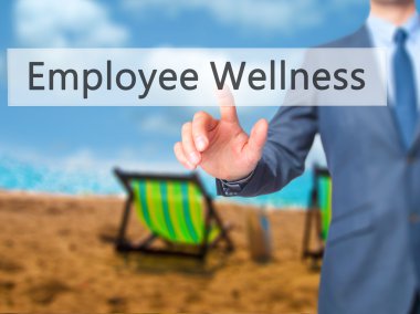 Çalışan sağlık - iş adamı el basarak düğmesi dokunmatik sc doğum