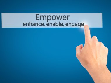 Güçlendirmek geliştirmek, etkinleştirmek, meşgul - görüntü üzerinde bir düğmeye basarak el