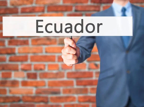 Ecuador - Empresario mano sosteniendo cartel — Foto de Stock