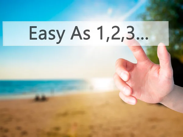 Easy As 1,2,3... - Hand pressing a button on blurred background — Stock Photo, Image
