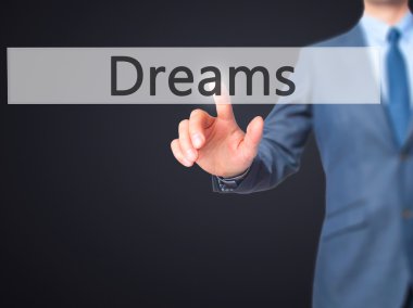 Dreams - İşadamı el dokunmatik ekran interf düğmeye basma