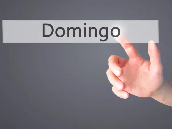 Domingo - Hand indrukken van een knop op de onscherpe achtergrond concept o — Stockfoto