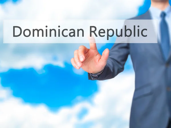 Домініканська Республіка-бізнесмен боку натискання кнопки на дотик s — стокове фото