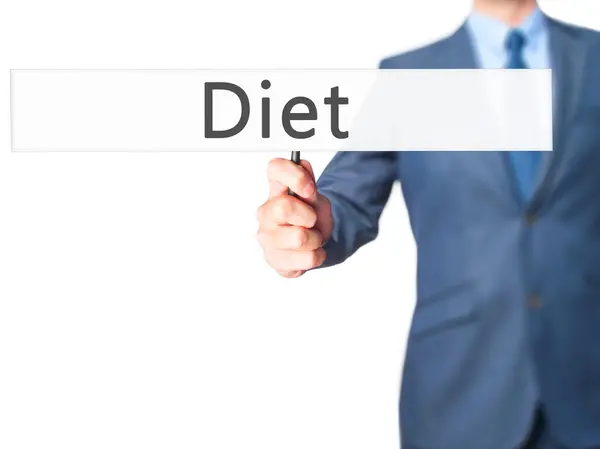 Diet - Businessman hand holding sign — Stock Photo, Image