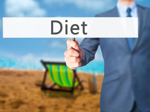 Dieta - biznesmen ręka trzyma znak — Zdjęcie stockowe