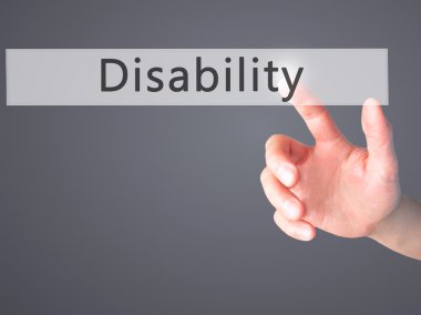 Engellilik - Bulanık arka plan konsepsiye bir düğmeye basarak el