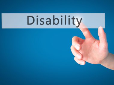 Engellilik - Bulanık arka plan konsepsiye bir düğmeye basarak el