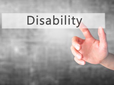 Engellilik - Bulanık arka plan konsepsiye bir düğmeye basarak el