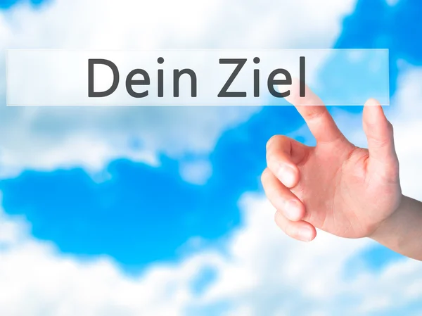 Dein ziel (uw doel in het Duits)-hand drukken op een knop op vervagen — Stockfoto