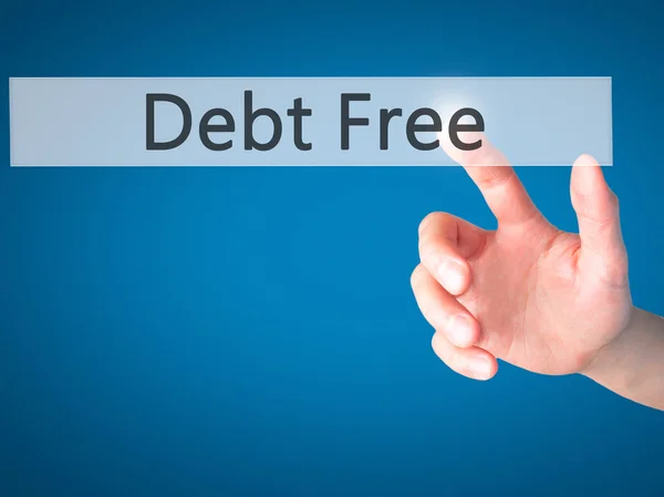 Debt Free - ręcznie naciskając przycisk na koncepcji niewyraźne tło — Zdjęcie stockowe