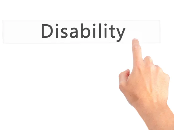 Disability - Hand pressing a button on blurred background concep — Stock Photo, Image