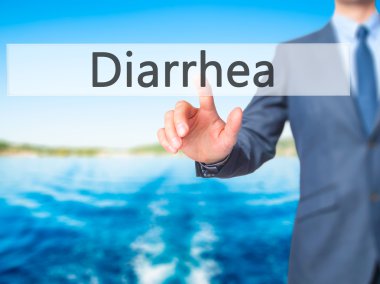 İshal - dokunmatik ekranda düğmeye işadamı el