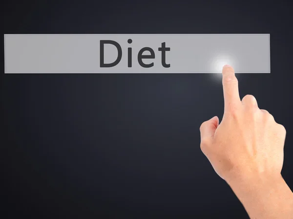 Dieta - Premere a mano un pulsante sul concetto di sfondo sfocato su v — Foto Stock