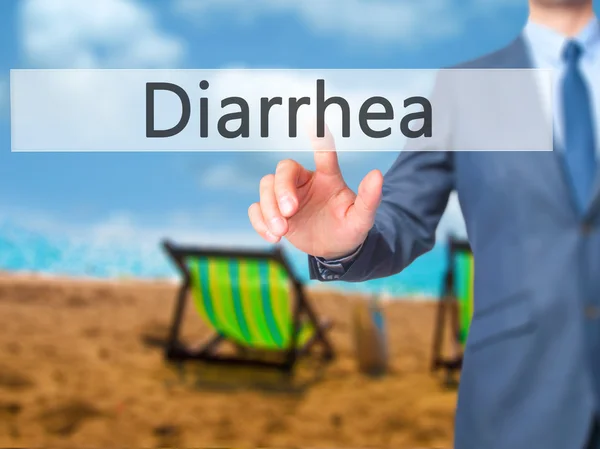 Diarrea - Empresario pulsador de mano en la pantalla táctil — Foto de Stock