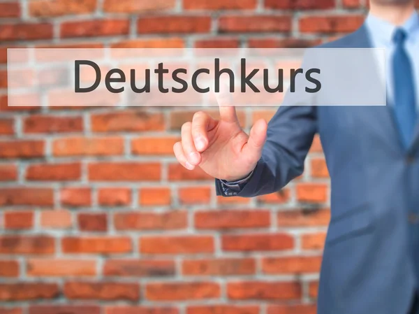 Deutschkurs (tyska kurs i tyska) - affärsman hand trycka — Stockfoto