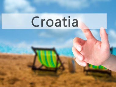 Hırvatistan - arka plan bulanık kavramı o üzerinde bir düğmeye basarak el
