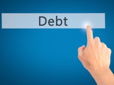 Borç - v arka plan bulanık kavramı üzerinde bir düğmeye basarak el