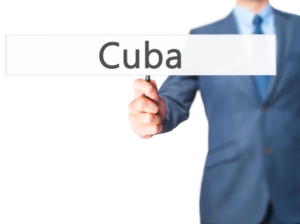 Κούβα - επιχειρηματίας χέρι κρατώντας πινακίδα — Φωτογραφία Αρχείου
