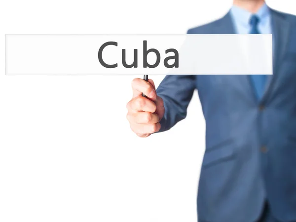 Cuba - Businessman hand holding sign — Stock Photo, Image