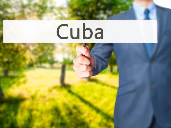 Cuba - Businessman hand holding sign — Stock Photo, Image