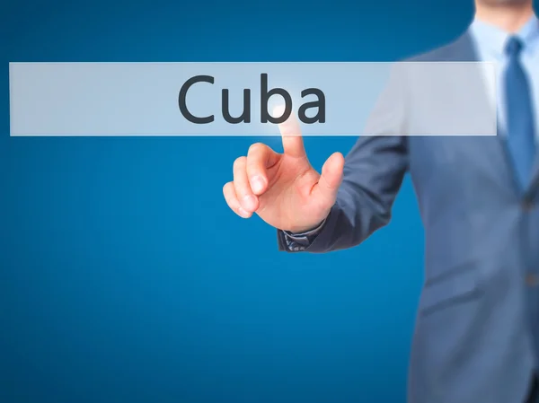 Cuba - zakenman hand duwen van knoop op touchscreen — Stockfoto