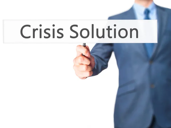 Solução de Crise - Homem de negócios mostrando sinal — Fotografia de Stock