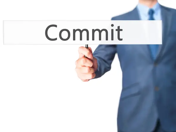 Commit - üzletember mutató jel — Stock Fotó