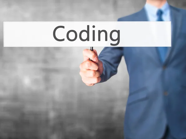 Coding - Uomo d'affari che mostra segno — Foto Stock