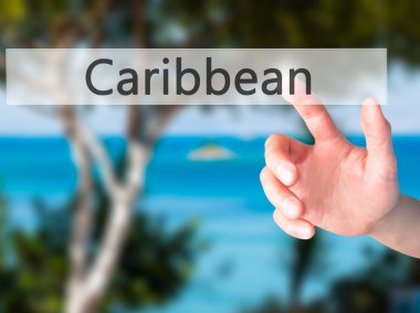 Karayipler - El bulanık arka plan kavramı bir düğmeye basarak