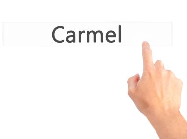 Carmel - El üzerinde bulanık arka plan kavramı bir düğmeye basarak