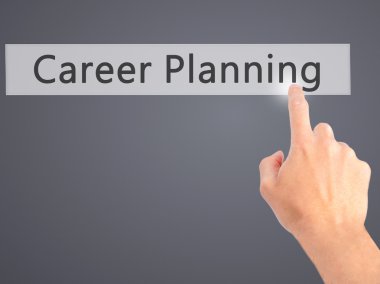 Kariyer Planlama - El bulanık arka plan c bir düğmeye basarak