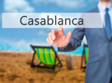 Casablanca - işadamı basın dijital ekranda.