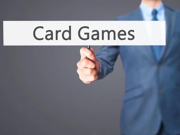 Card Games - Business man showing sign — Stock Photo, Image