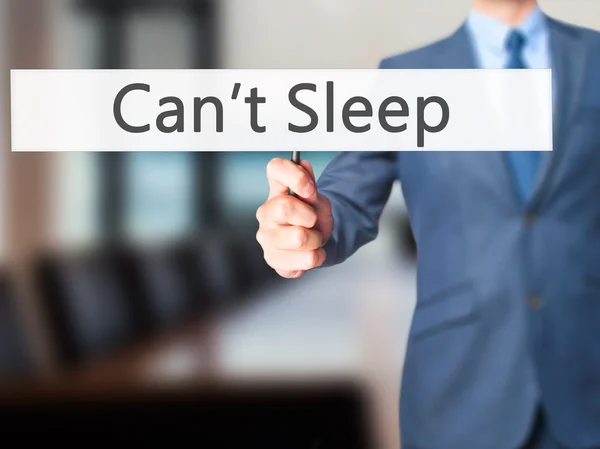 Can't Sleep-człowiek biznesu pokazując znak — Zdjęcie stockowe
