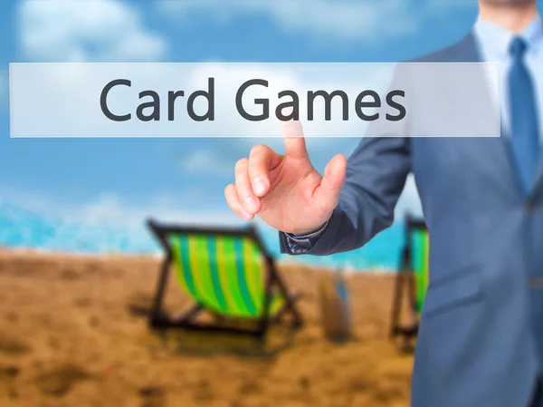 Kart oyunları - işadamı basın dijital ekranda. — Stok fotoğraf