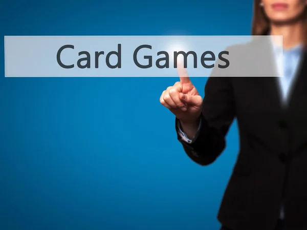 Kart oyunları - dokunmadan veya düğmeye işaret izole el — Stok fotoğraf