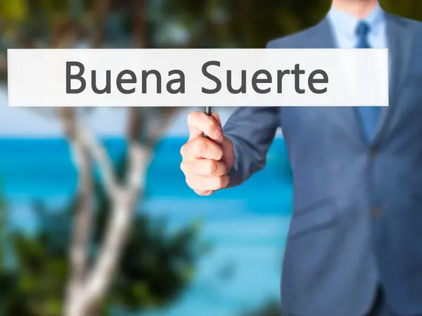 Buena Suerte - Hombre de negocios mostrando signo — Foto de Stock