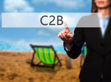 C2b - iş kadını acil bir La yüksek teknoloji modern düğmesini