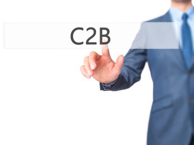 C2b - işadamı tıklatın sanal dokunmatik ekran.