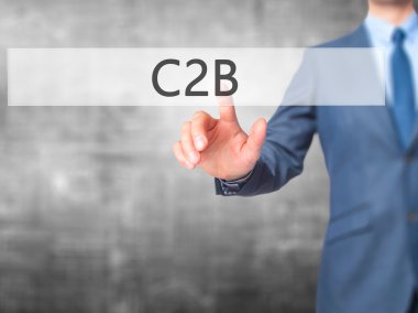 C2b - işadamı tıklatın sanal dokunmatik ekran.