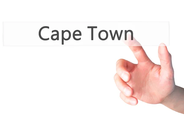 Кейптаун - ручное нажатие кнопки на размытом фоне концепции — стоковое фото