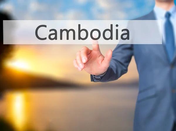 Camboja - Empresário clique na tela sensível ao toque virtual . — Fotografia de Stock